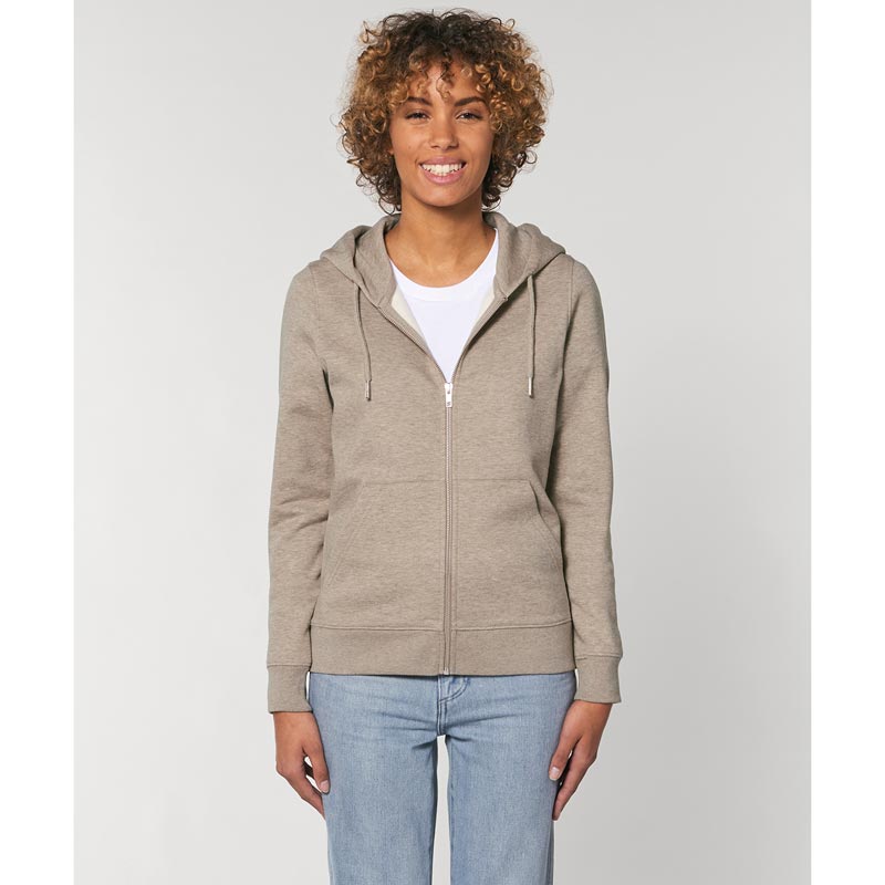 Women's Stella Editor iconic zip-thru hoodie sweatshirt (STSW149) - Heather Sand XS